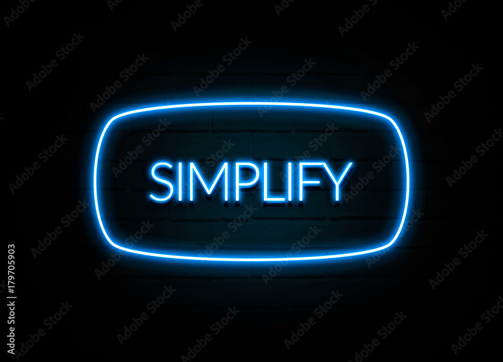 Simplify - colorful Neon Sign on brickwall Simplify - colorful Neon Sign on brickwall
