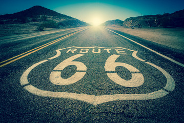 Aluminium schilderij Route 66 Route 66 vintage zonlicht effect  © Gabriel Cassan