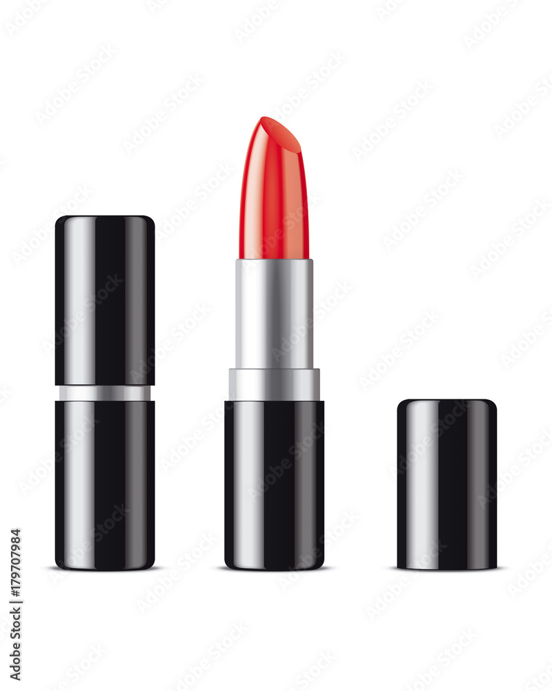 Clear Opened Lipstick Mockup. Black&Silver Clear Opened Lipstick Mockup. Black&Silver