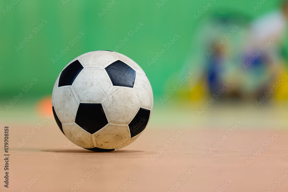 Indoor soccer sports hall. Football futsal ball and futsal floor. Sport  Futsal background. Indoor Soccer Winter League Stock Photo | Adobe Stock