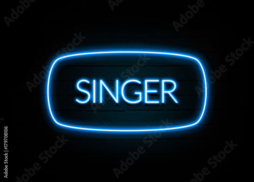 Singer  - colorful Neon Sign on brickwall