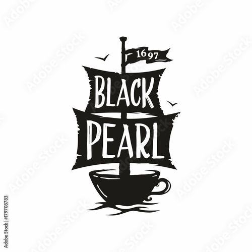 Modern vector professional sign logo cafe black pearl photo