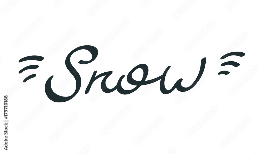 Modern lettering snow. Hand drawing calligraphic ornament letters isolated on white. New Year theme.
