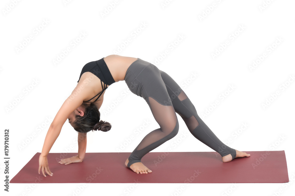 Asian young woman doing yoga isolated on white background, healthy and fitness concept. Asian young woman doing yoga isolated on white background, healthy and fitness concept.