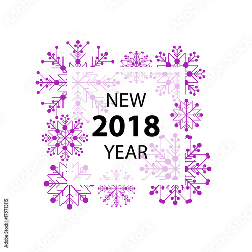 Wallpaper Mural new year in frame with purple snowflakes white background Torontodigital.ca