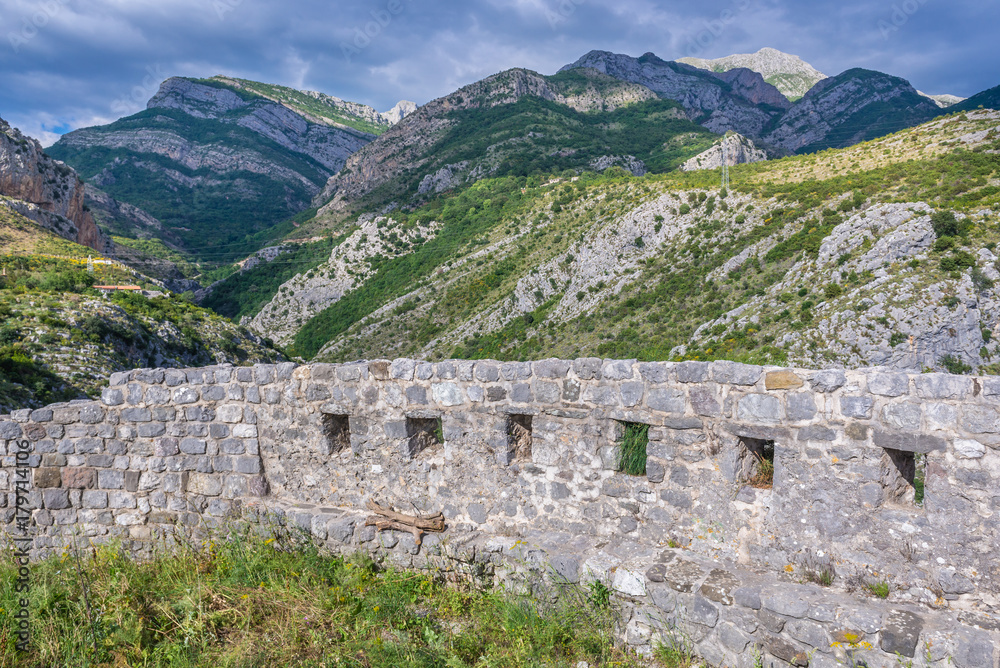 Remains of Stari Bar fortress near Bar city in Montenegro