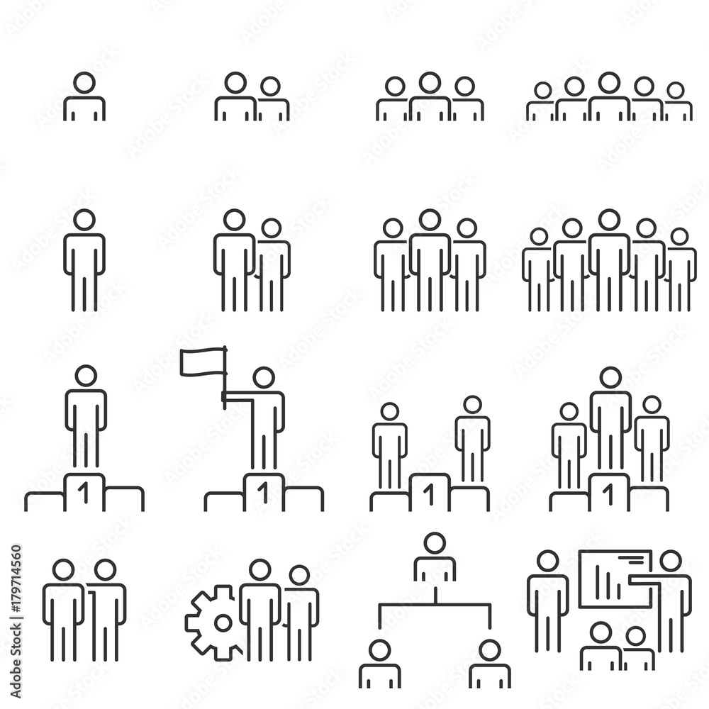 People Icons Line Work Group Team Vector People Icons Line Work Group Team Vector