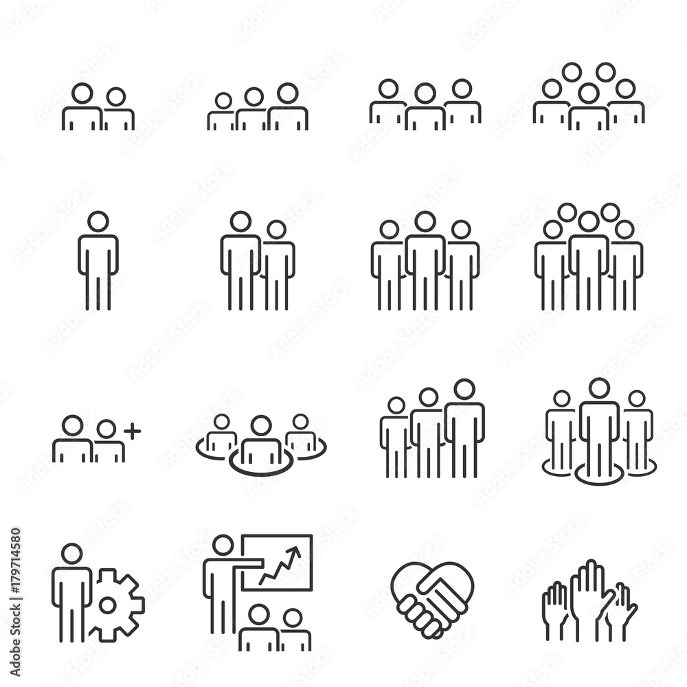 People Icons Line Work Group Team Vector People Icons Line Work Group Team Vector