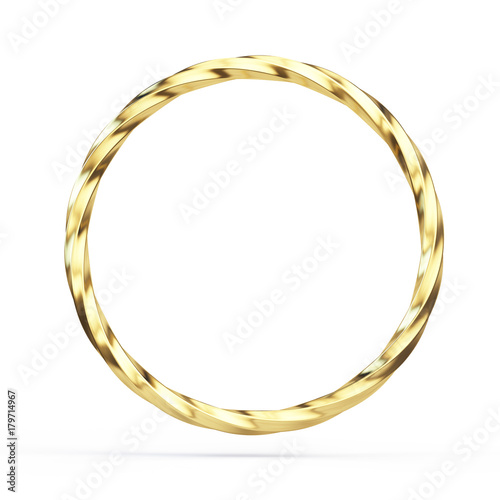 Gold twisted ring isolated on white background - 3d illustration
