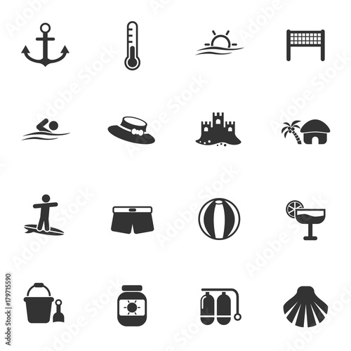 beach icon set