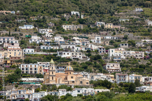 Exclusive villas and hotels on the rocky coast of Amalfi. Campania. Italy © wjarek