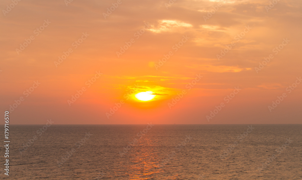 Sunset at the sea Beautiful orange light and quiet.