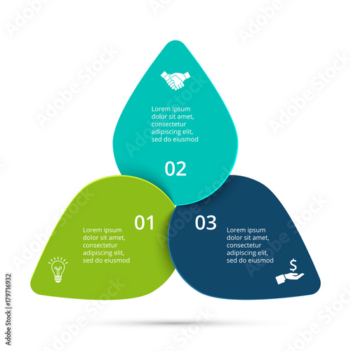 Vector cycle infographic. Template for diagram, graph, presentation and round chart. Business concept with 3 options, parts, steps or processes. Data visualization.