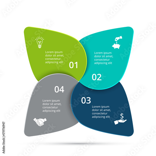 Vector cycle infographic. Template for diagram, graph, presentation and round chart. Business concept with 4 options, parts, steps or processes. Data visualization.