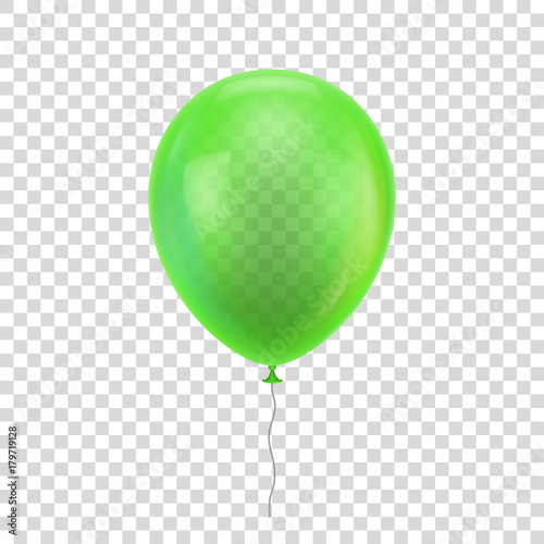 Green realistic balloon. Green ball isolated on a transparent background for designers and illustrators. Balloon as a vector illustration