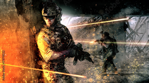 Army soldiers in action in ...