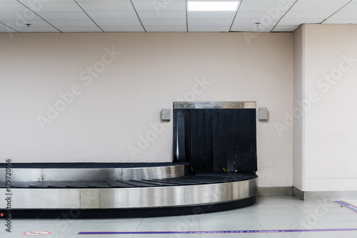 Empty baggage conveyor belt at the airport