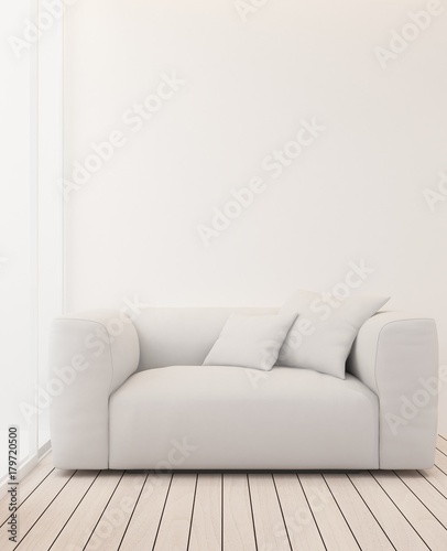 3d rendering interior relax space furniture and background decoration minimal in hotel - wall empty space