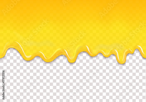 Lemon or honey jelly drops Seamless horizontal pattern with Yellow drips