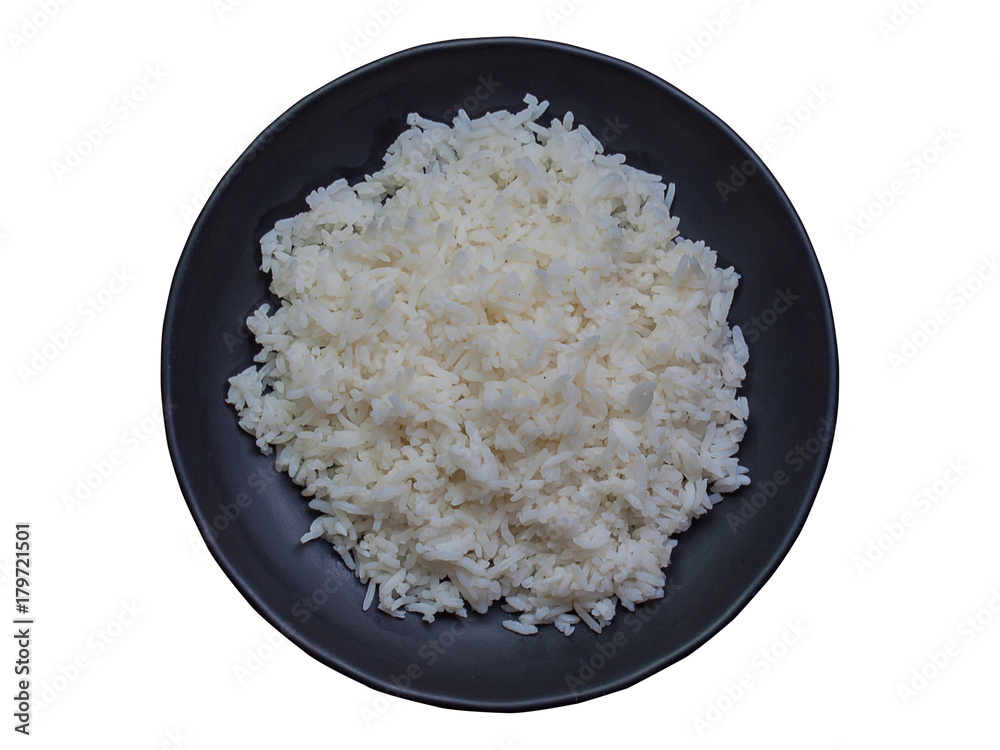 bowl full of rice on white. bowl full of rice on white.