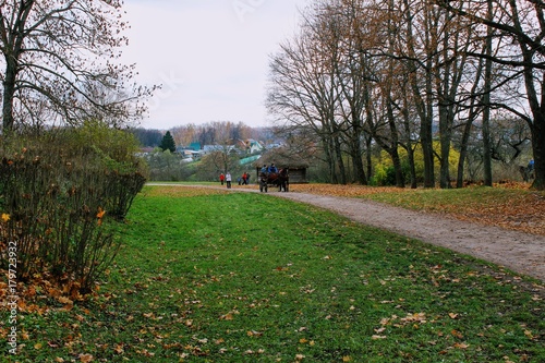 Horse walks in the park in the estate of Count Leo Tolstoy in Yasnaya Polyana in October 2017.