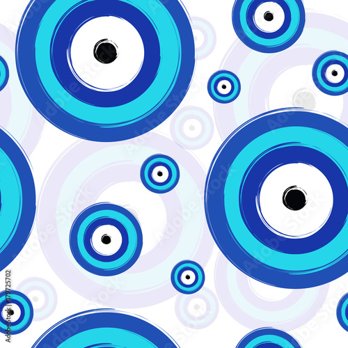 seamless tileable texture with blue greek evil eye - symbol of protection