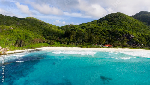 La Digue aerial view - Beach of Seychelles