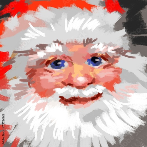 Fototapeta Naklejka Na Ścianę i Meble -  A smiling Santa with a beard in a red hat