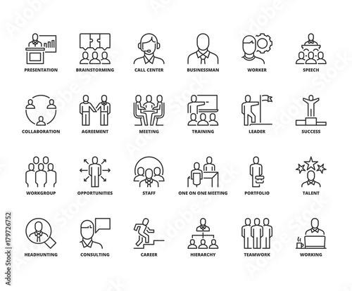 Line icons about business people