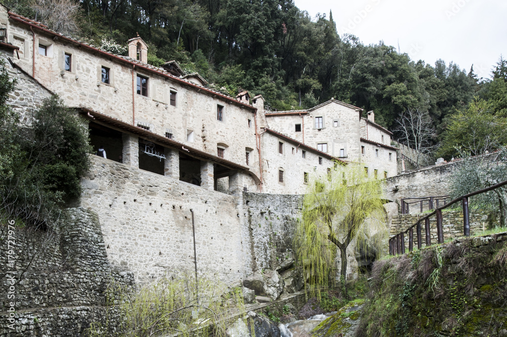 Convent de le celle - Cortona - Arezzo. The Convent de Le Celle is a 13th-century Franciscan Convent located in Le Celle, just outside Cortona, region of Tuscany, Italy. Convent de le celle - Cortona - Arezzo. The Convent de Le Celle is a 13th-century Franciscan Convent located in Le Celle, just outside Cortona, region of Tuscany, Italy.
