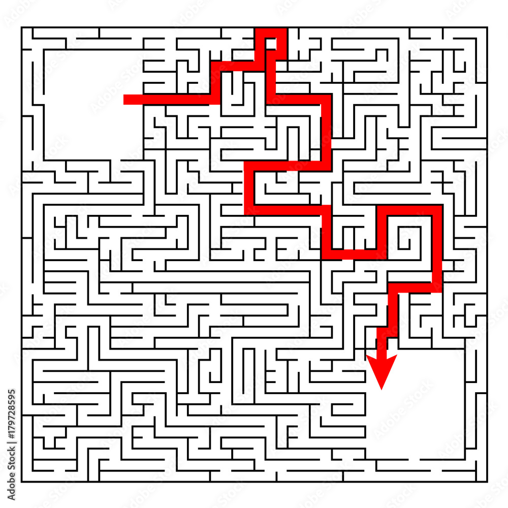 Complex maze puzzle game (high level of difficulty) with way (exit or  answer). Labyrinth with free space (empty panel) for your character or text  Stock Vector | Adobe Stock
