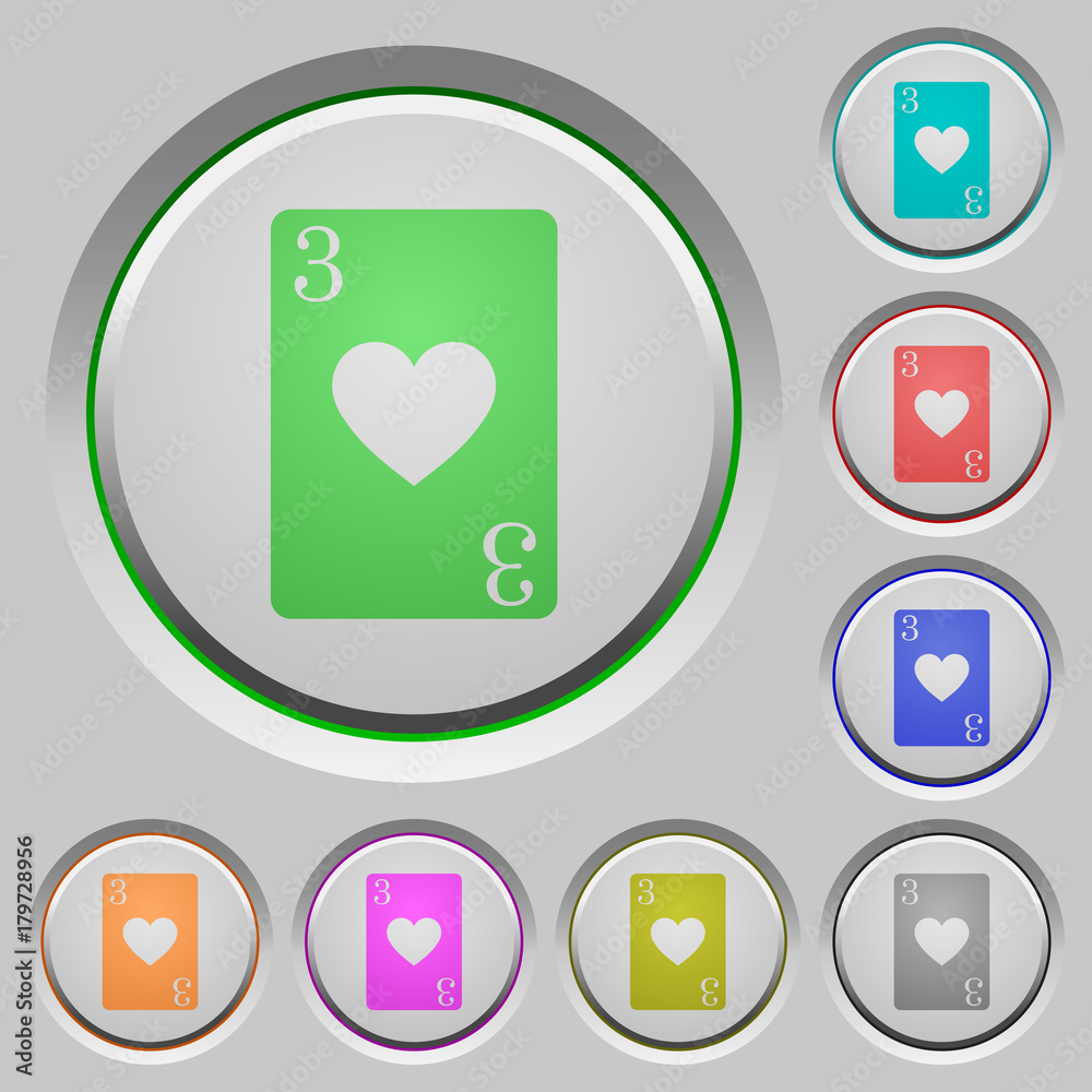 Three of hearts card push buttons Three of hearts card push buttons