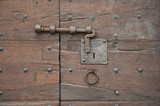 Gubbio, Perugia, Italy -  ancient door latch, architectural details of the ancient palaces