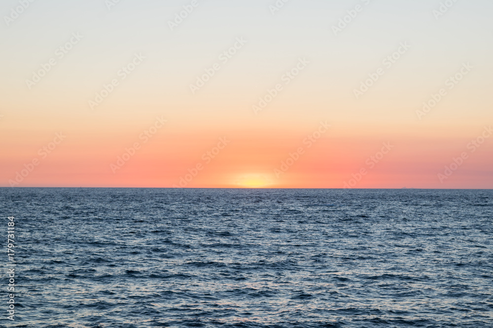 Panoramic view of Forio at sunset, Soccorso Church, Ischia, Phlegrean Islands, Tyrrhenian Sea, Italy, South Europe