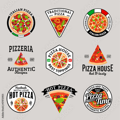 Vector pizza logo collection