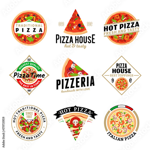 Vector pizza logo collection