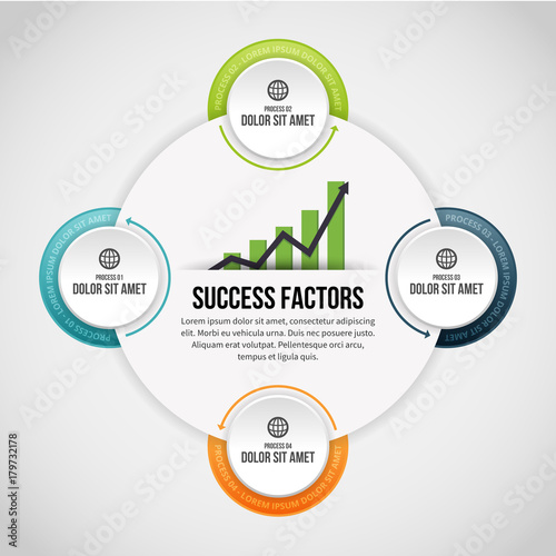 Four Process Circle Clips Infographic