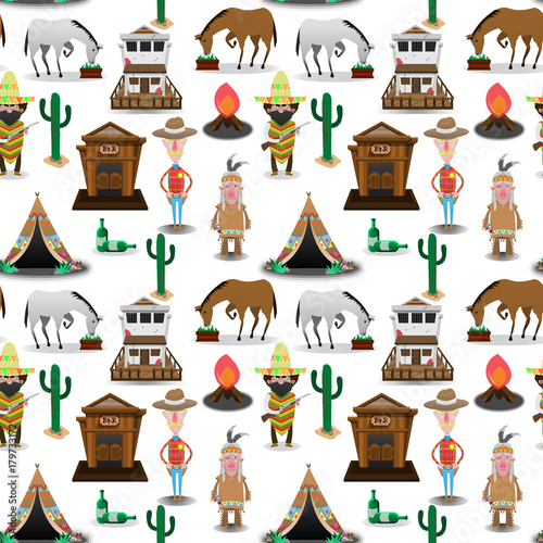 The Western Cowboy Pattern Cartoon