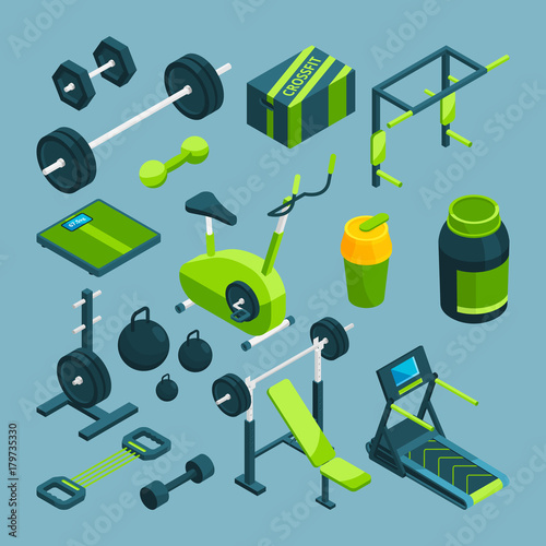 Different equipment for bodybuilding and powerlifting. Fitness accessories