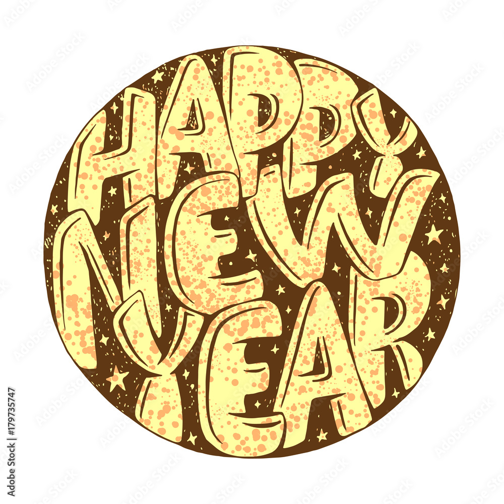 Happy New Year hand drawn lettering for card. Happy New Year hand drawn lettering for card.