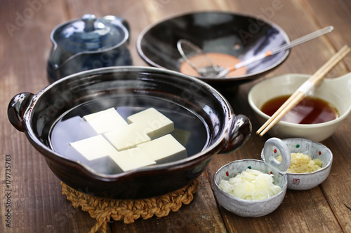 Yudofu, boiled tofu, bean curd hot pot, japanese cuisine