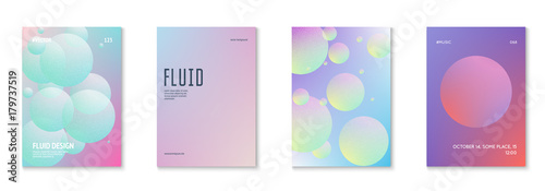 Cover fluid set with round shapes. Gradient circles on holographic background. Modern hipster template for placards, banners, flyers, report, brochure. Minimal cover fluid in vibrant neon colors.