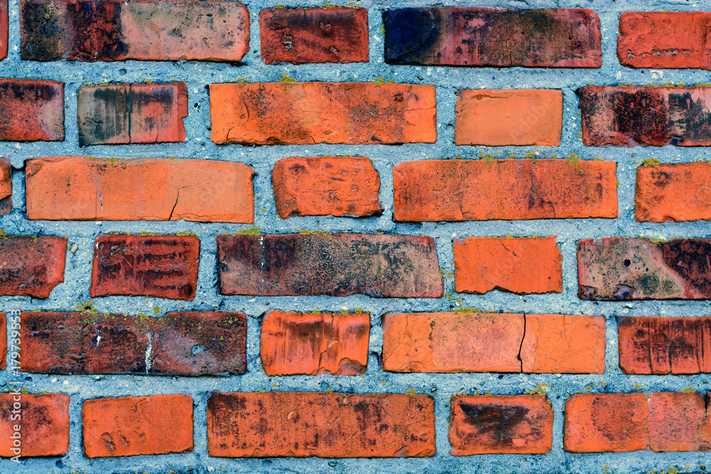Fototapeta premium red old brick wall texture grunge background with vignetted corners