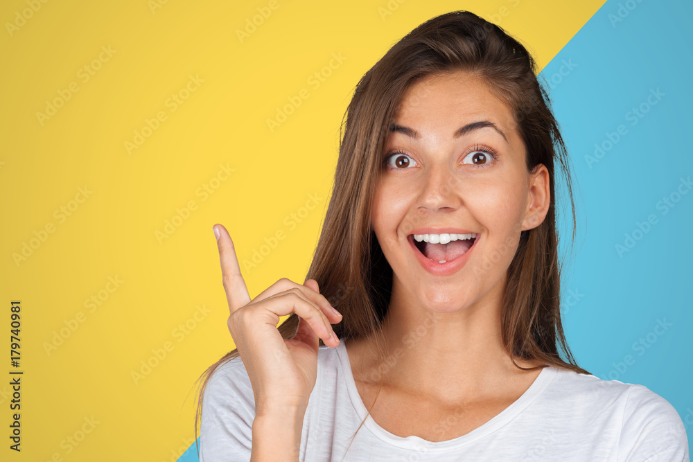 Portrait of a beautiful expressive young brunette with idea Portrait of a beautiful expressive young brunette with idea