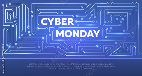 Sale technology banner for cyber monday. Vector flyer.