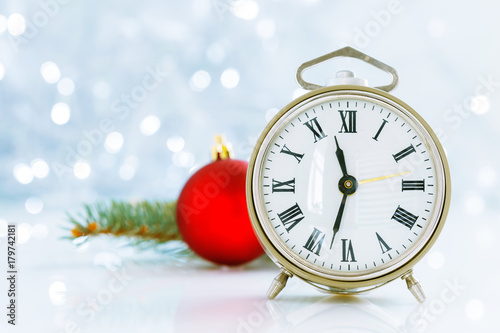 Bild auf Leinwand clock with christmas for time change in winter