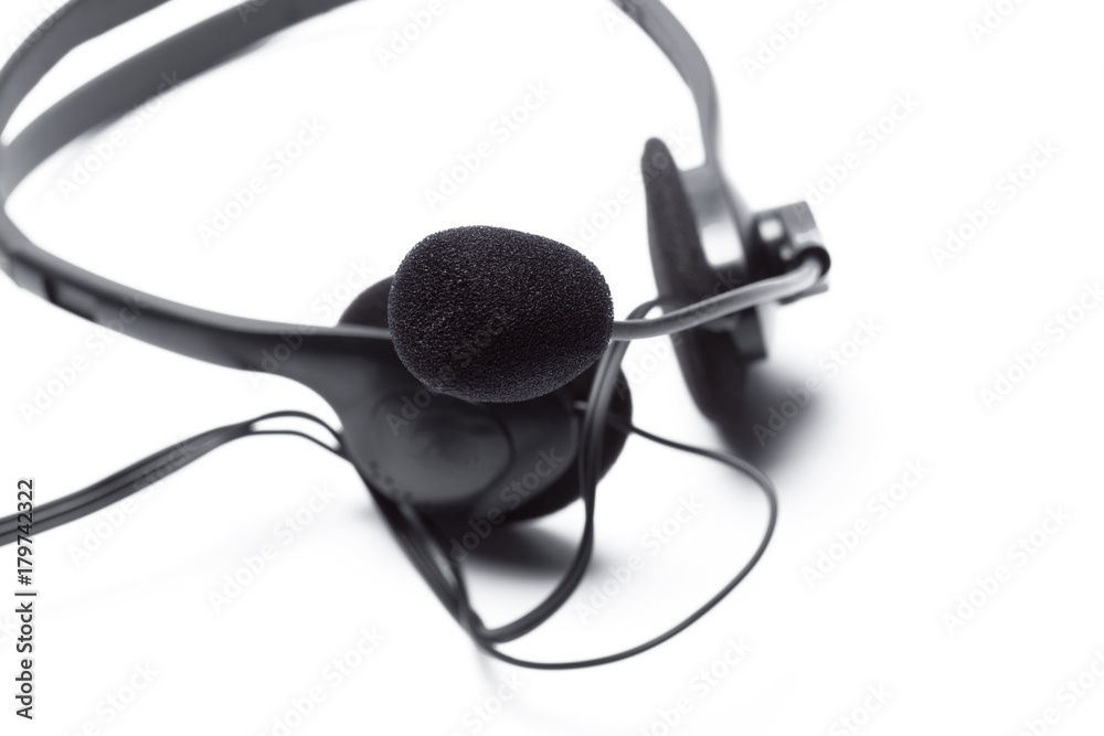 headset with microphone isolated on white headset with microphone isolated on white