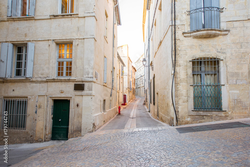 Street view at the old town of Montpellier city in Occitanie region in France © rh2010