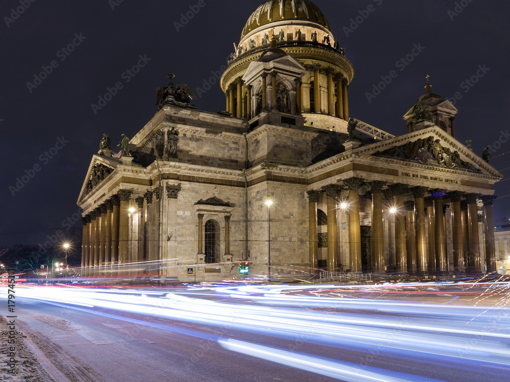 Saint Isaac's Cathedral landmark Petersburg night