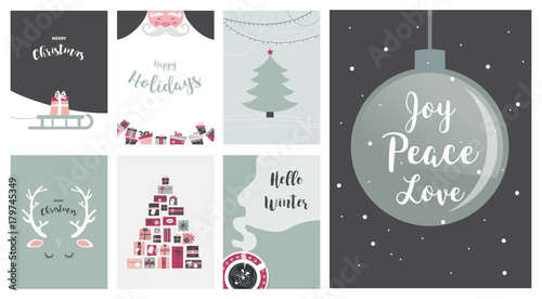 Merry Christmas cards  illustrations and icons  lettering design collection - no 7